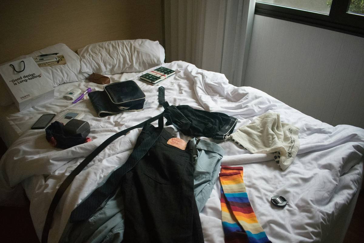 Hotel room bed