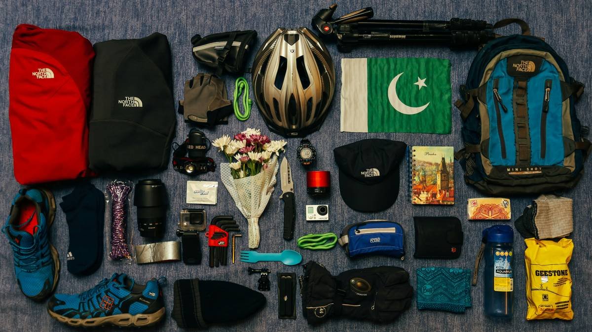 Just a picture of my gear that I shot before leaving for Neelum Cycling tour last week. I was carrying all of these things with me in my rucksack.